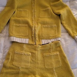 Zara basic boucle set pieces cardigan jacket size M & shorts size L yellow.